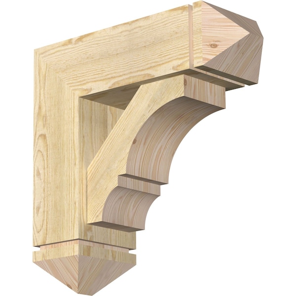 Ekena Millwork Balboa Arts and Crafts Rough Sawn Bracket w/ Offset Brace, Douglas Fir, 8"W x 24"D x 24"H BKT0806X24X24BOA03RDF - main